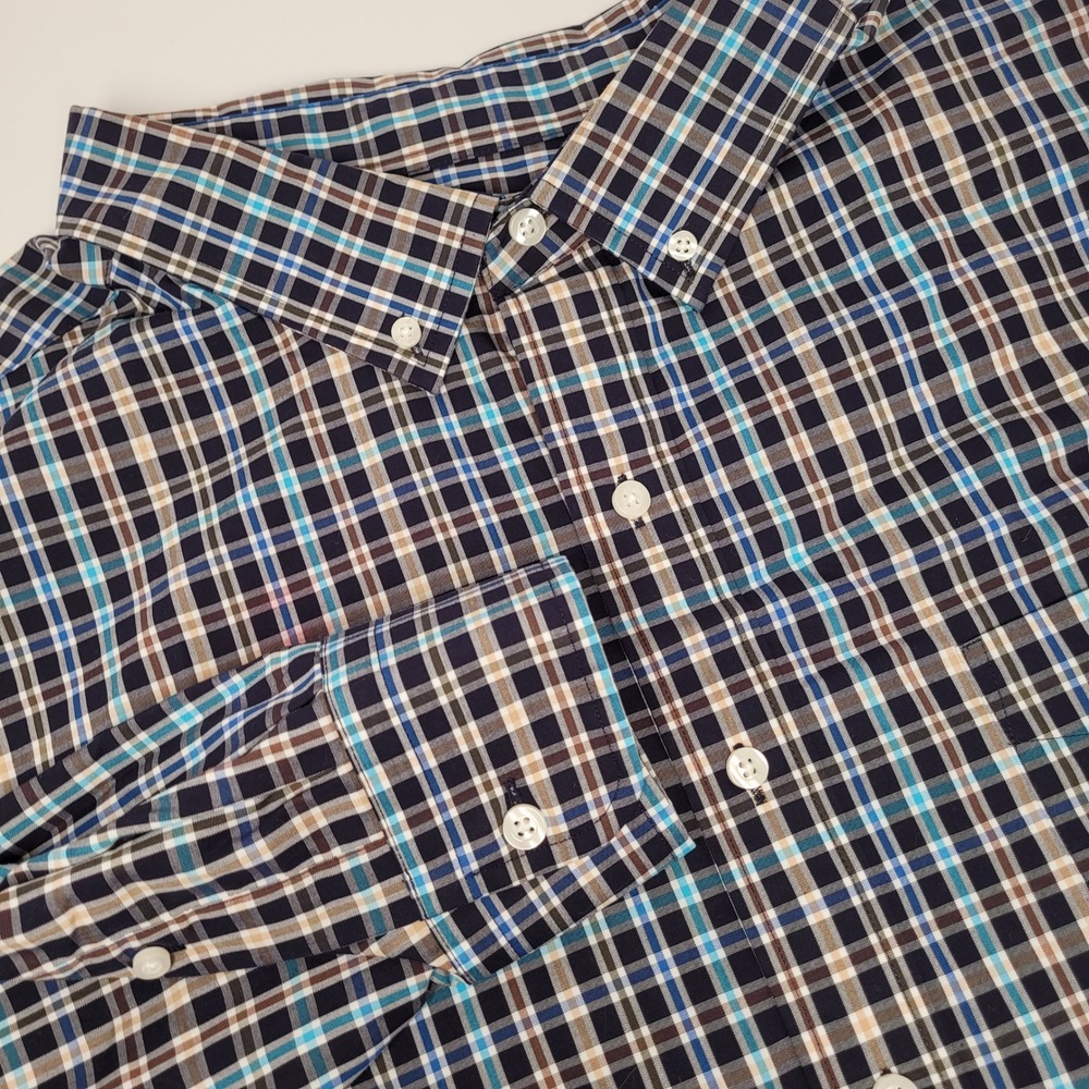 Oak Hill Button Down Shirt Mens 3XL Blue Plaid Excellent‎ Wrinkle Free LS
